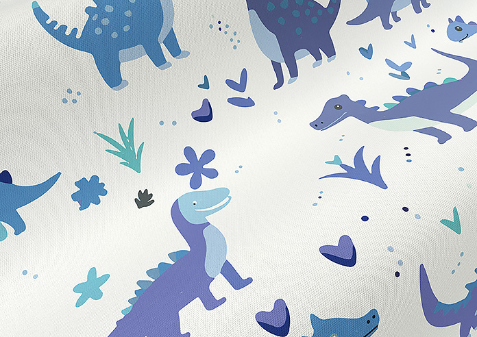 Dino Land, Blue Denim - Roman Blind - Image 4